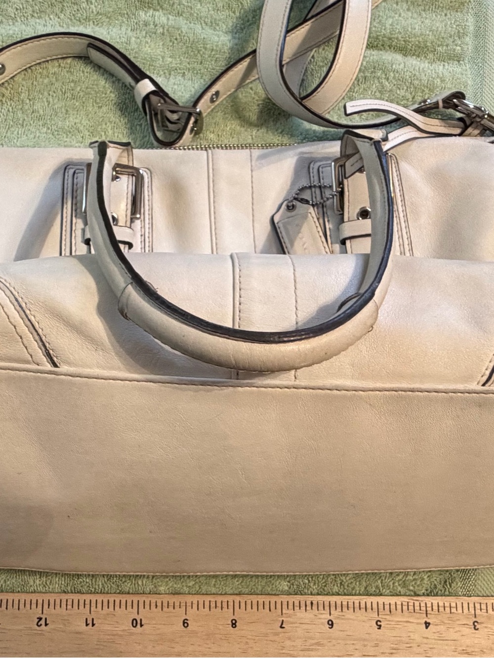 Coach Cream Leather Tote Satchel with Removable Strap - Picture 6 of 9